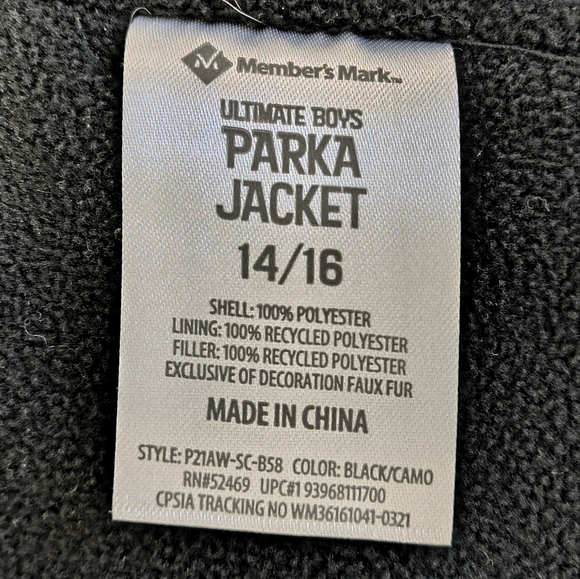 Ultimate Boys Parka Jacket sz 14/16 Black with Camo Accent 2 in 1 Coat - Picture 8 of 9